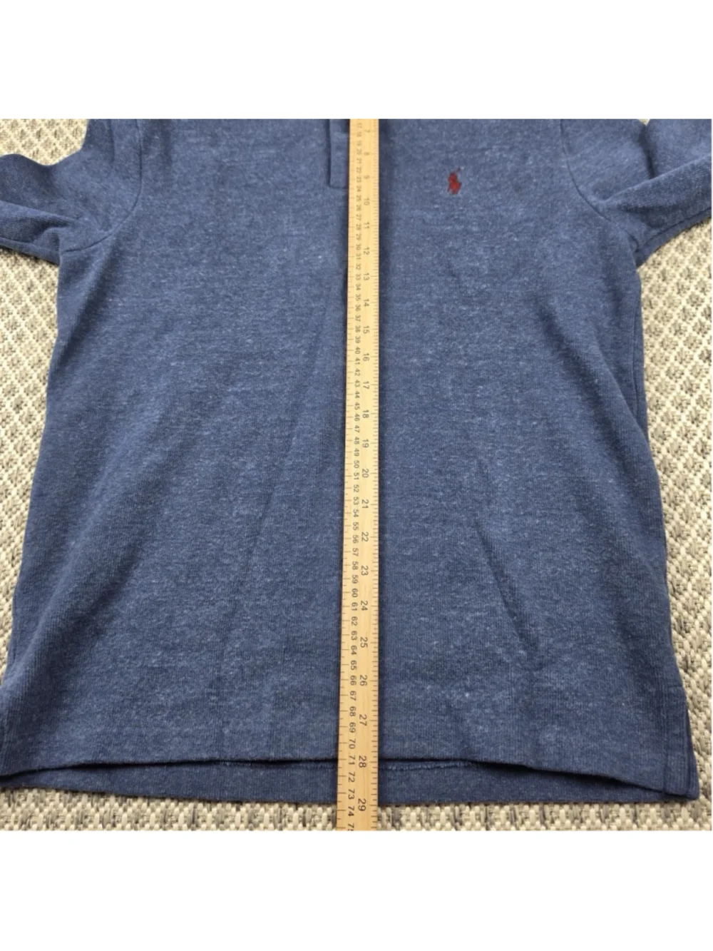 Polo Ralph Lauren Blue Shawl Collar Sweater Mens Small Leather Trim Cotton